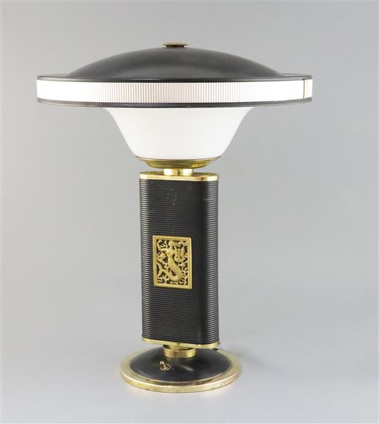An Eileen Gray Sirene embossed metal and plastic desk lamp, height 17in.